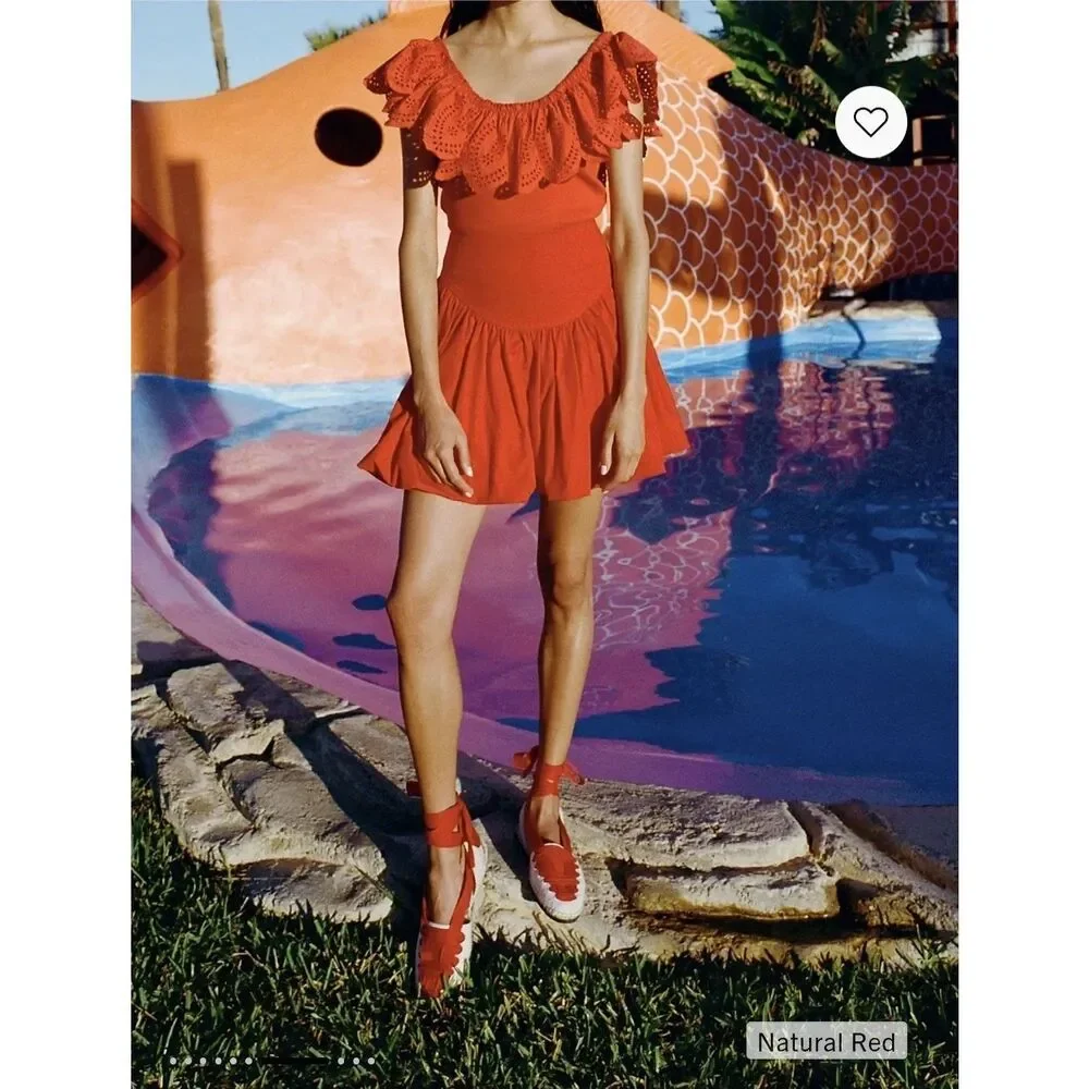 Loeffler Randall $285 Wilson Flat Ankle-Wrap Espadrille In Natural Red 10 US